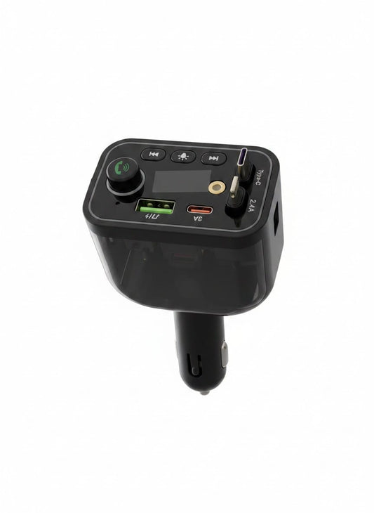 FM TRANSMIT RETRACABLE 5 IN 1 LASER CHARGER