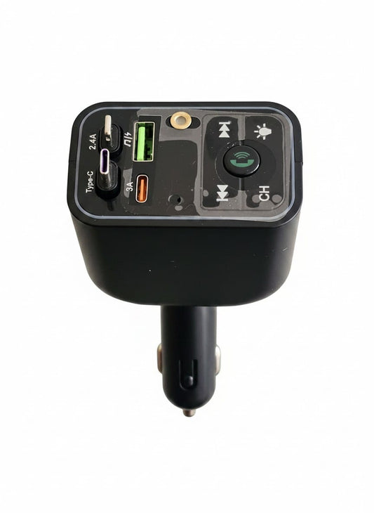 FM TRANSMIT RETRACABLE 5 IN 1 LASER CHARGER